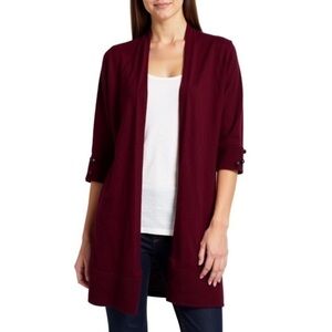 Evolution by Cyrus Red Ribbed Knit Cardigan XS